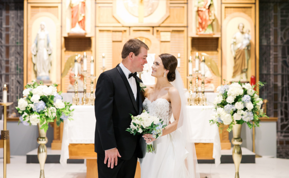 Bride and Groom at Alter
