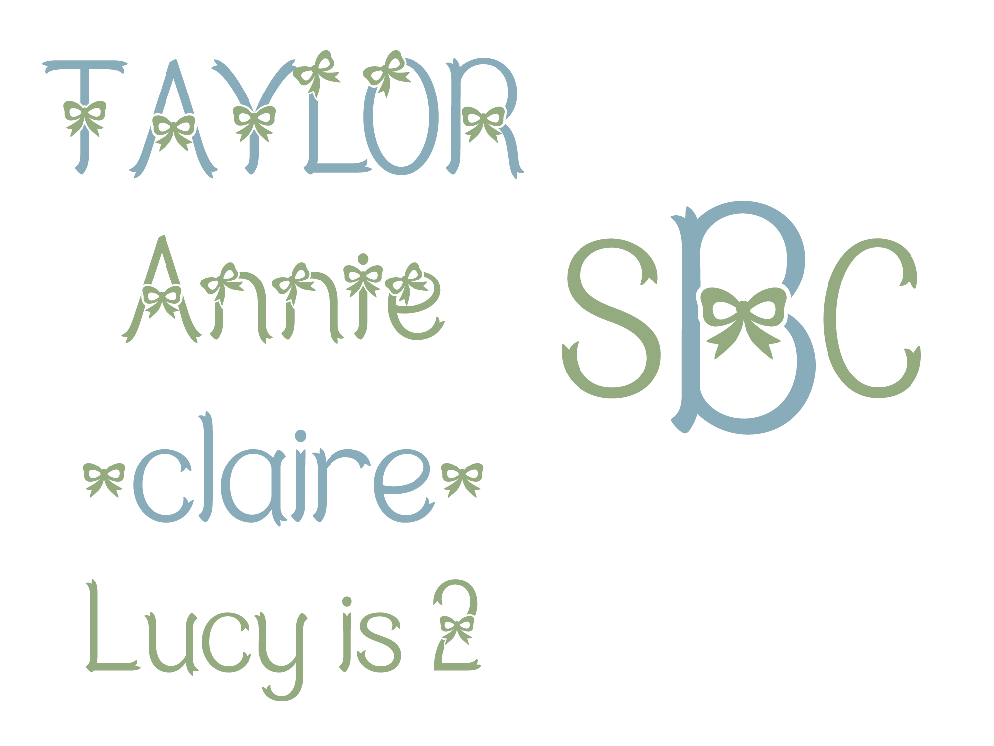 Single Ribbon Font Set for Print