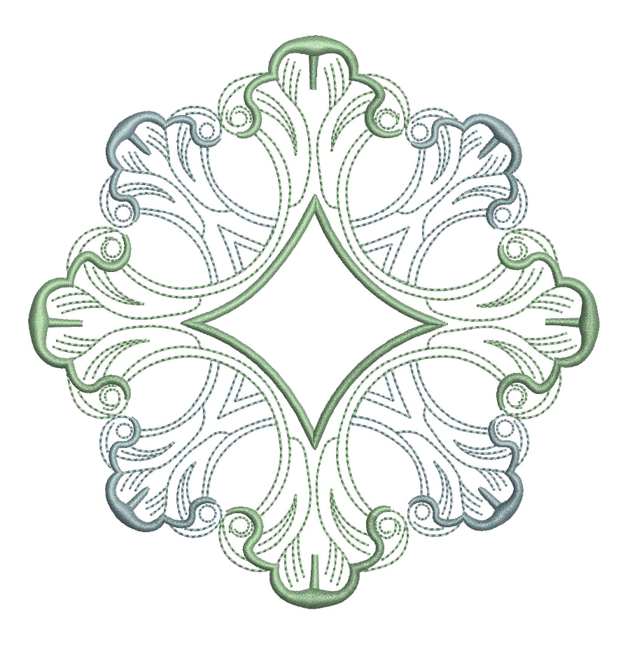 Cartouche Diamond Scroll for Embroidery