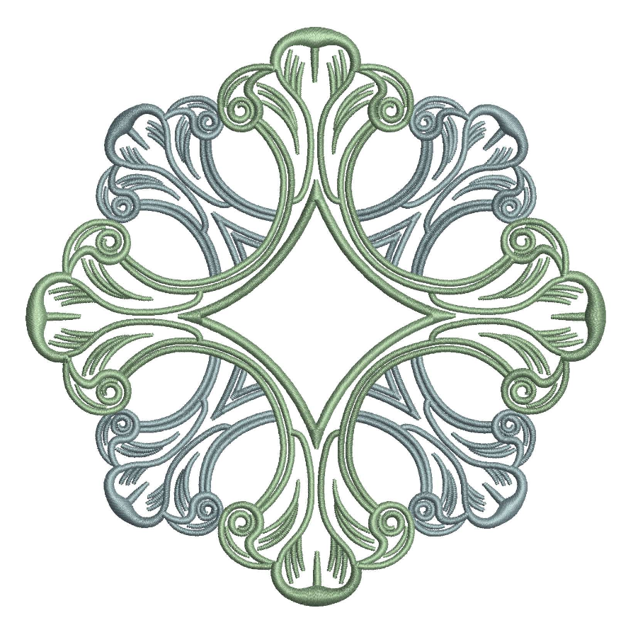 Cartouche Diamond Scroll for Embroidery