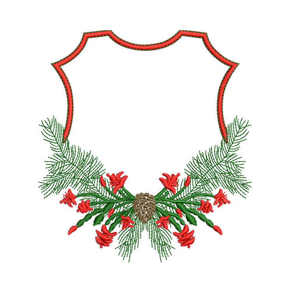 Christmas Cactus Crest for Embroidery