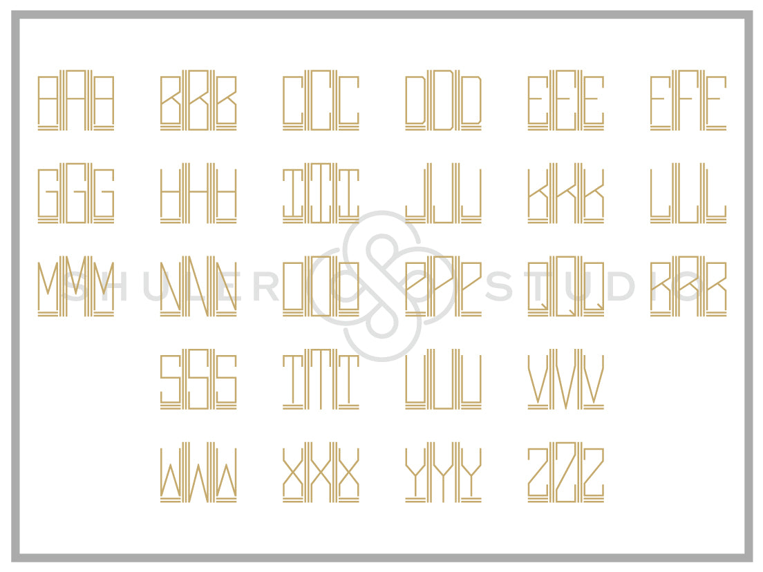 Monogram Edge Font for Embroidery