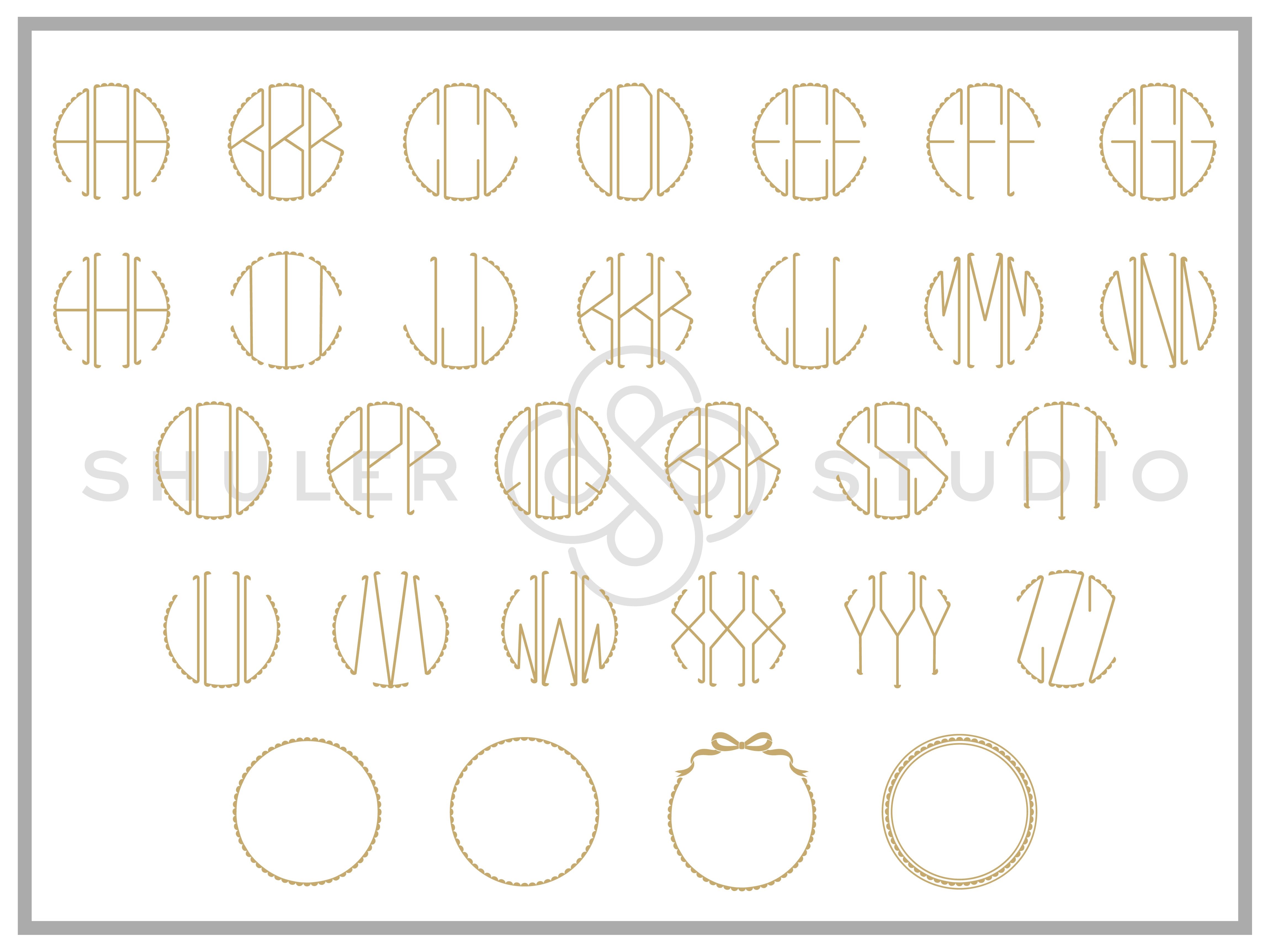 Monogram Scallop Font for Print