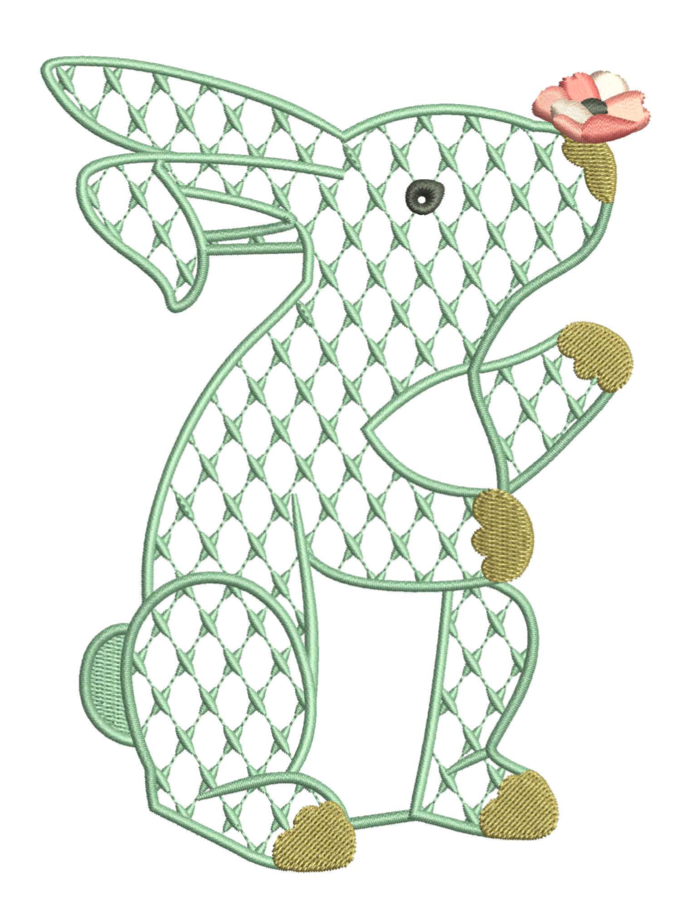 Chic Bunny with Flower for Embroidery