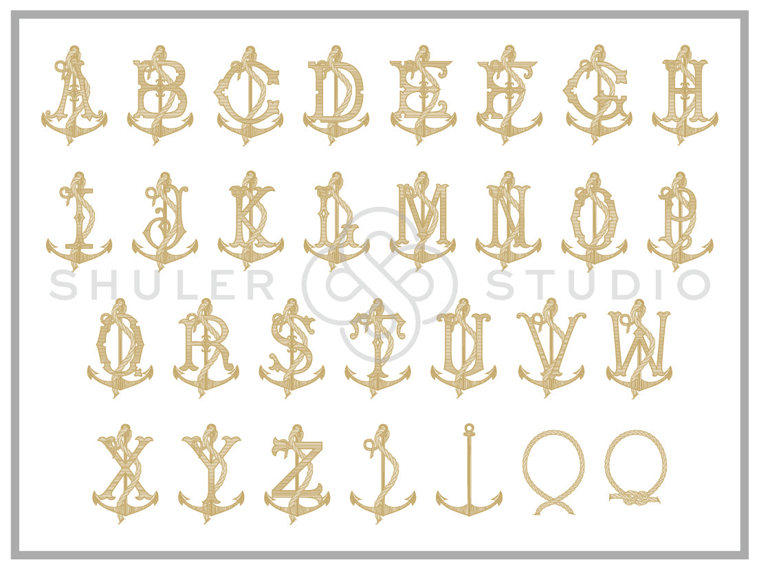 Single Nautical Font for Embroidery