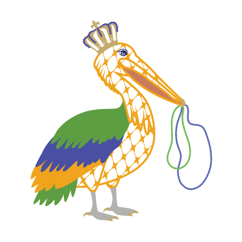 Chic Mardi Gras Pelican for Print