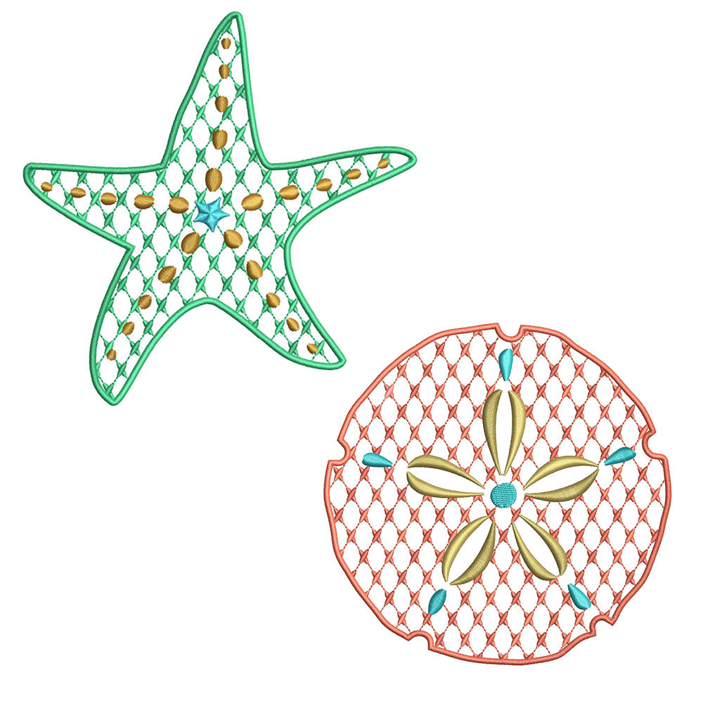 Chic Sand Dollar & Starfish for Embroidery