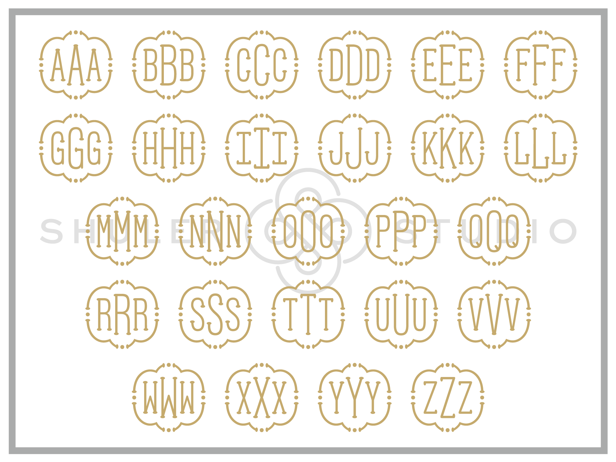 Monogram Court Font for Embroidery