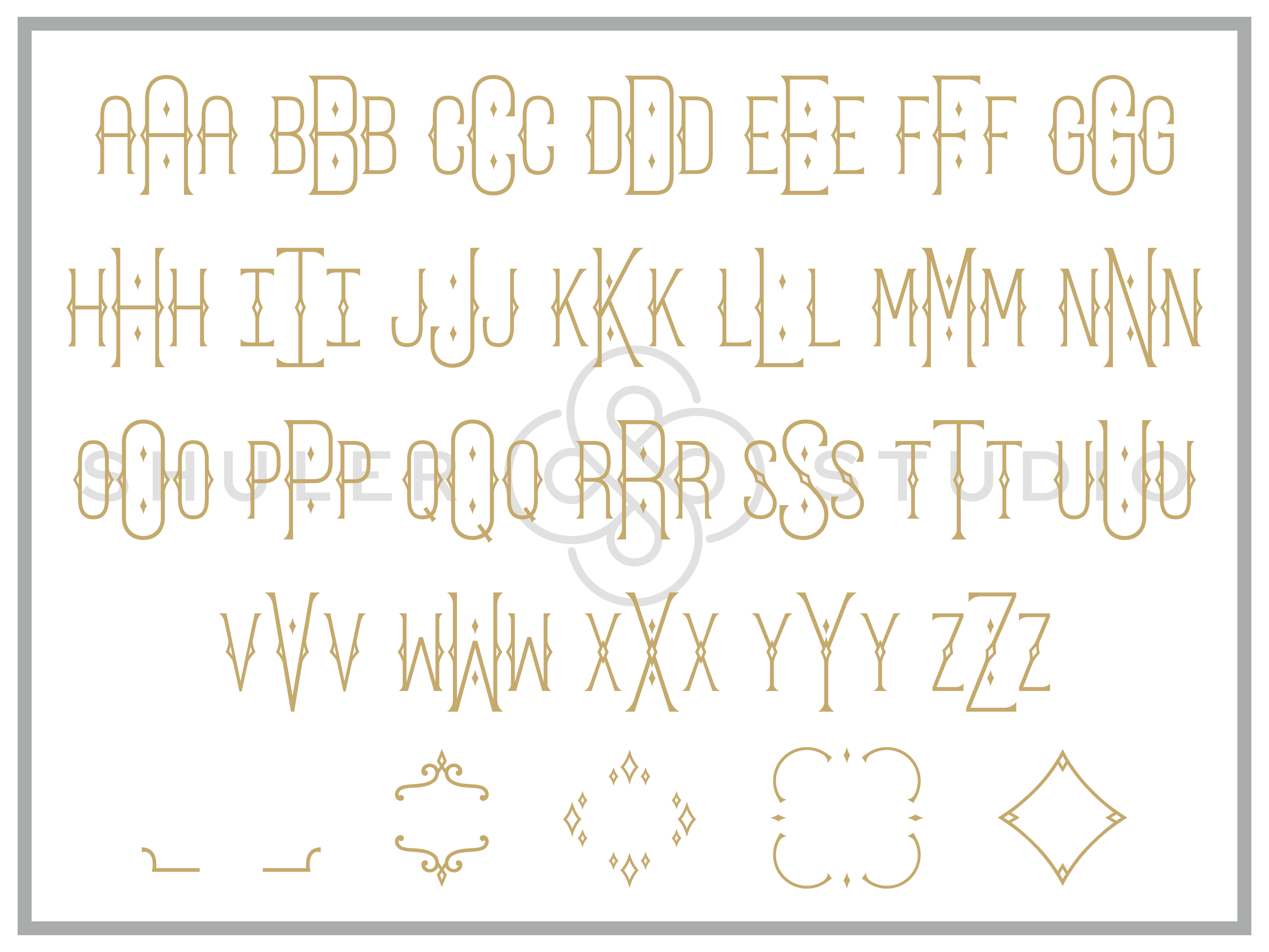 Monogram Meridian Font for Embroidery