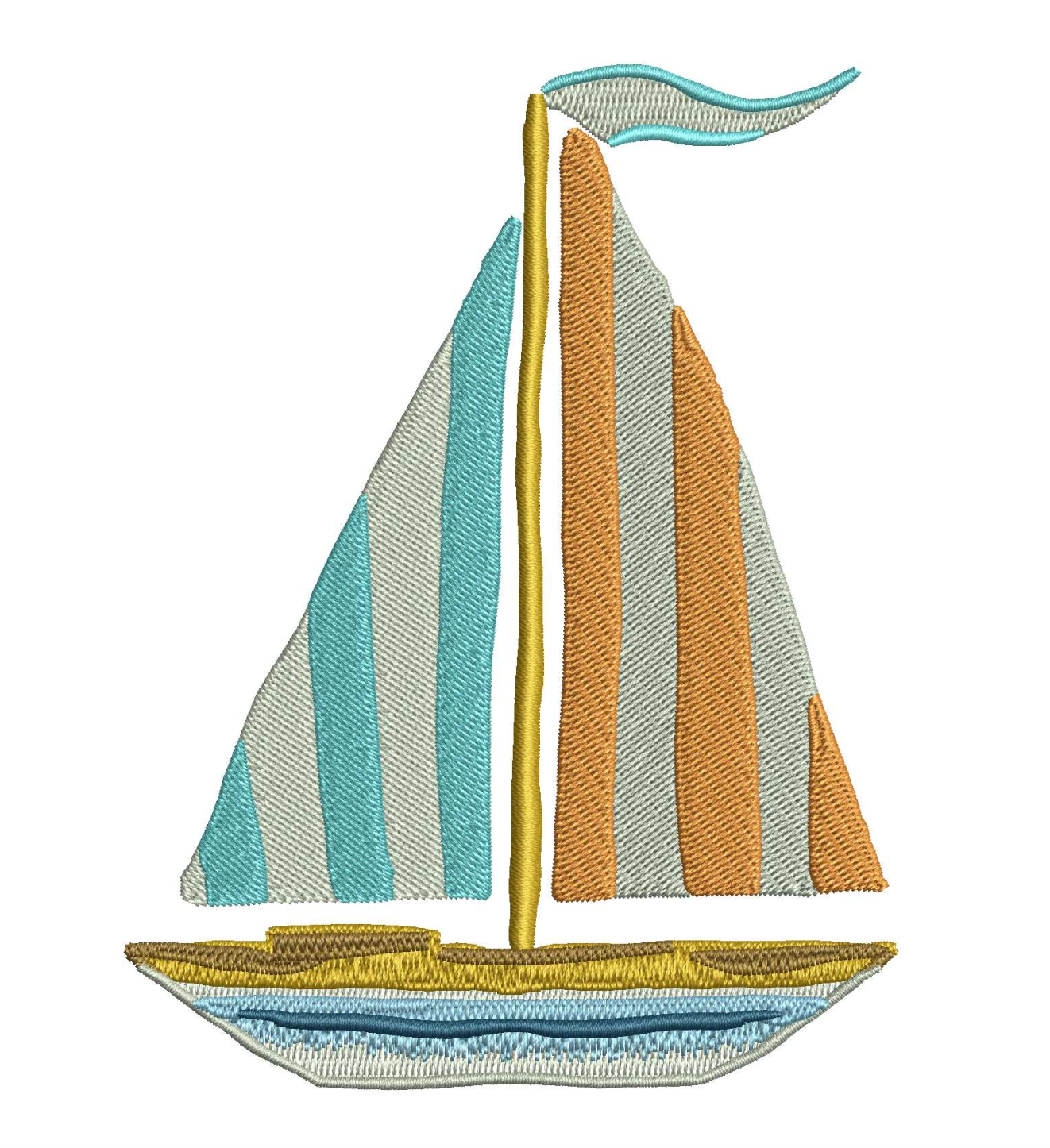 Watercolor Sailboat for Embroidery