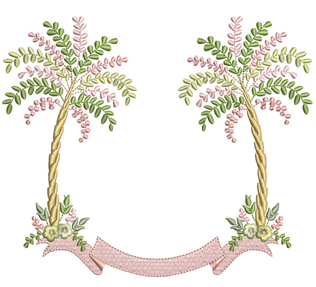 Block Print Tropical Crest for Embroidery