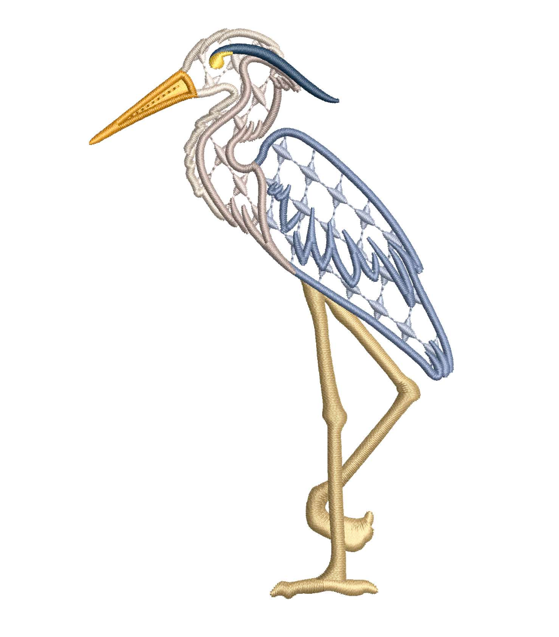 Chic Great Blue Heron for Embroidery