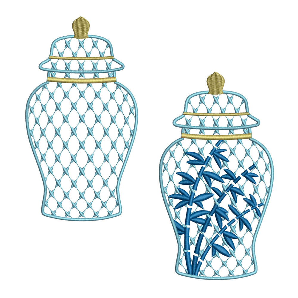 Chic Ginger Jars for Embroidery