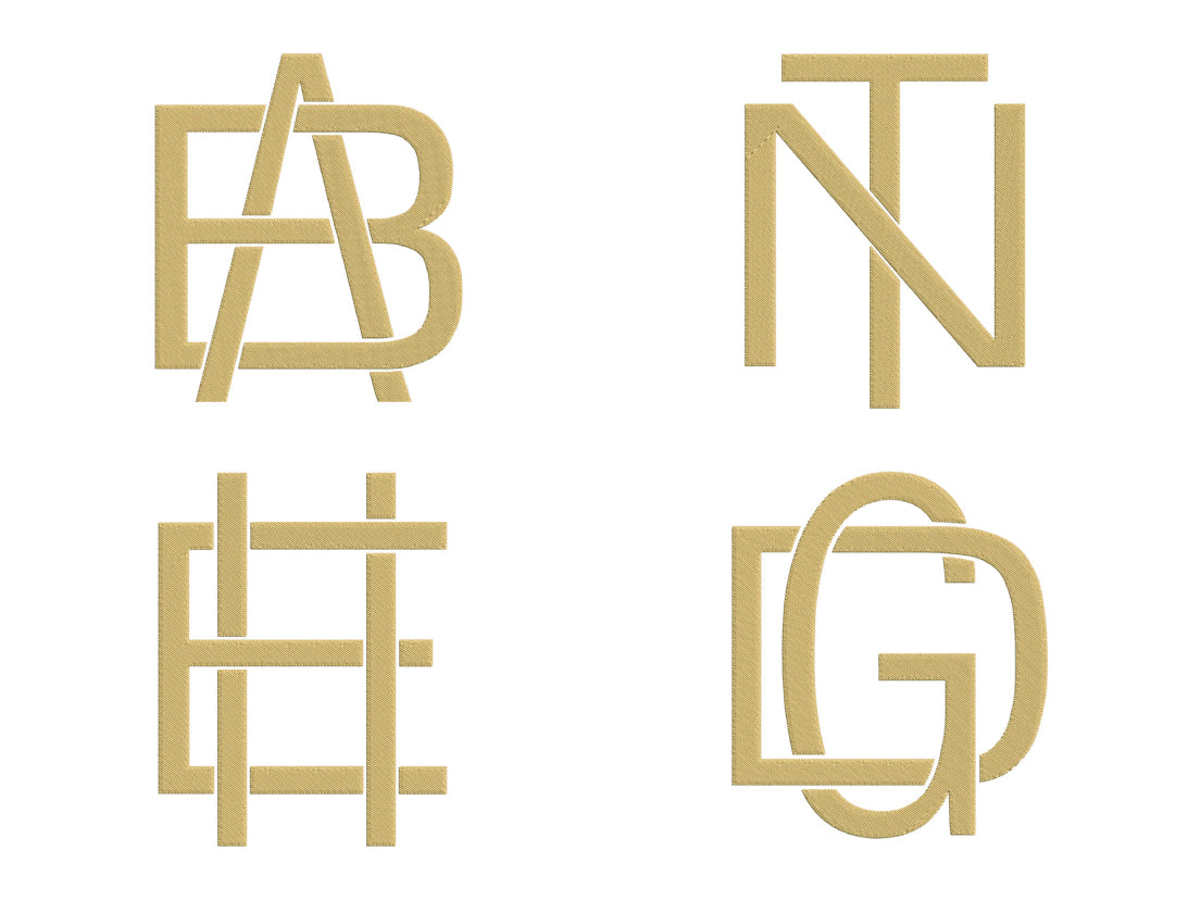 Interlocking Monogram Embroidery Font 4x4 Size Intertwined Monogram