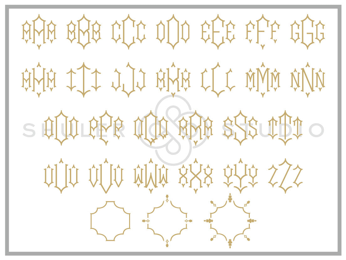 Monogram Chinoiserie Font for Embroidery