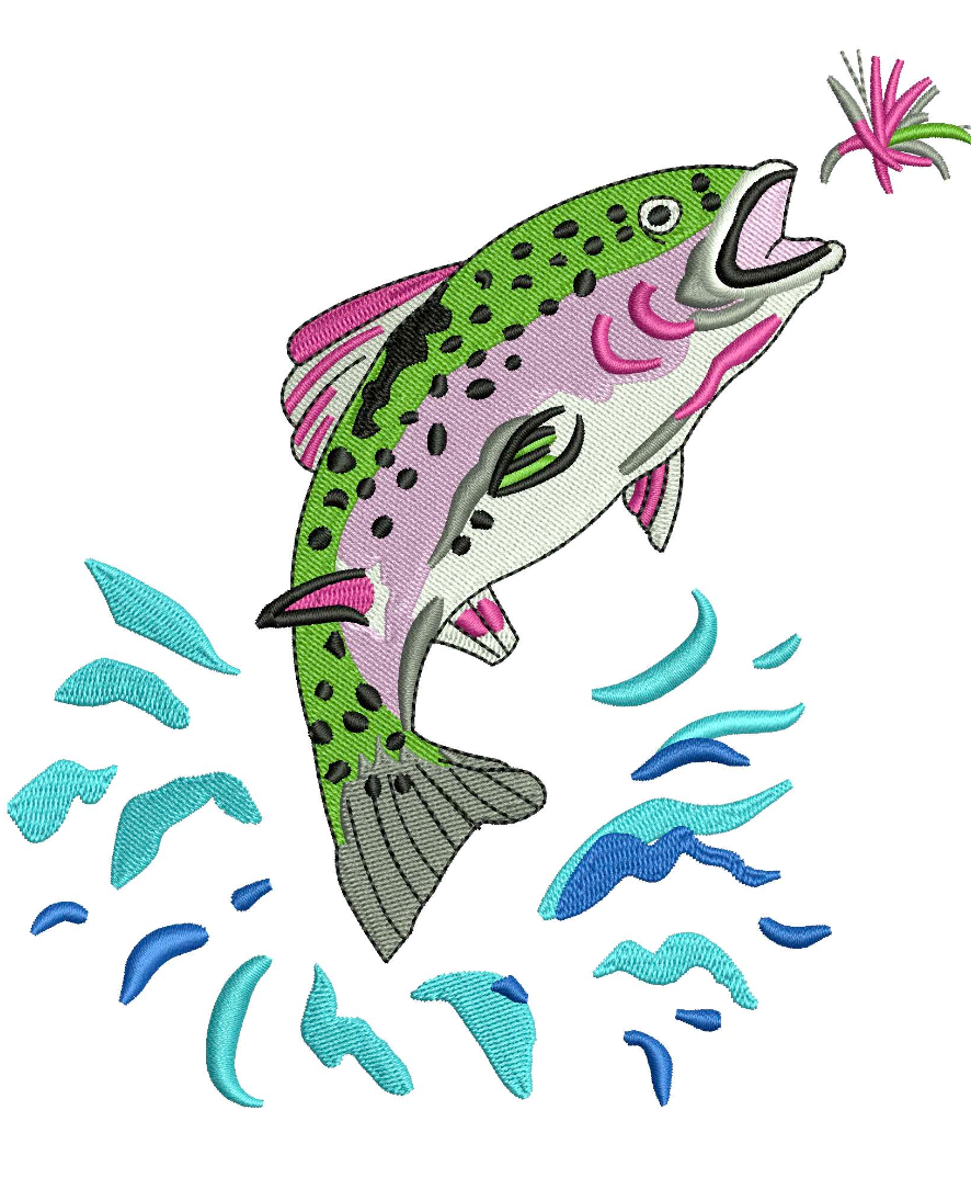 Watercolor Trout for Embroidery