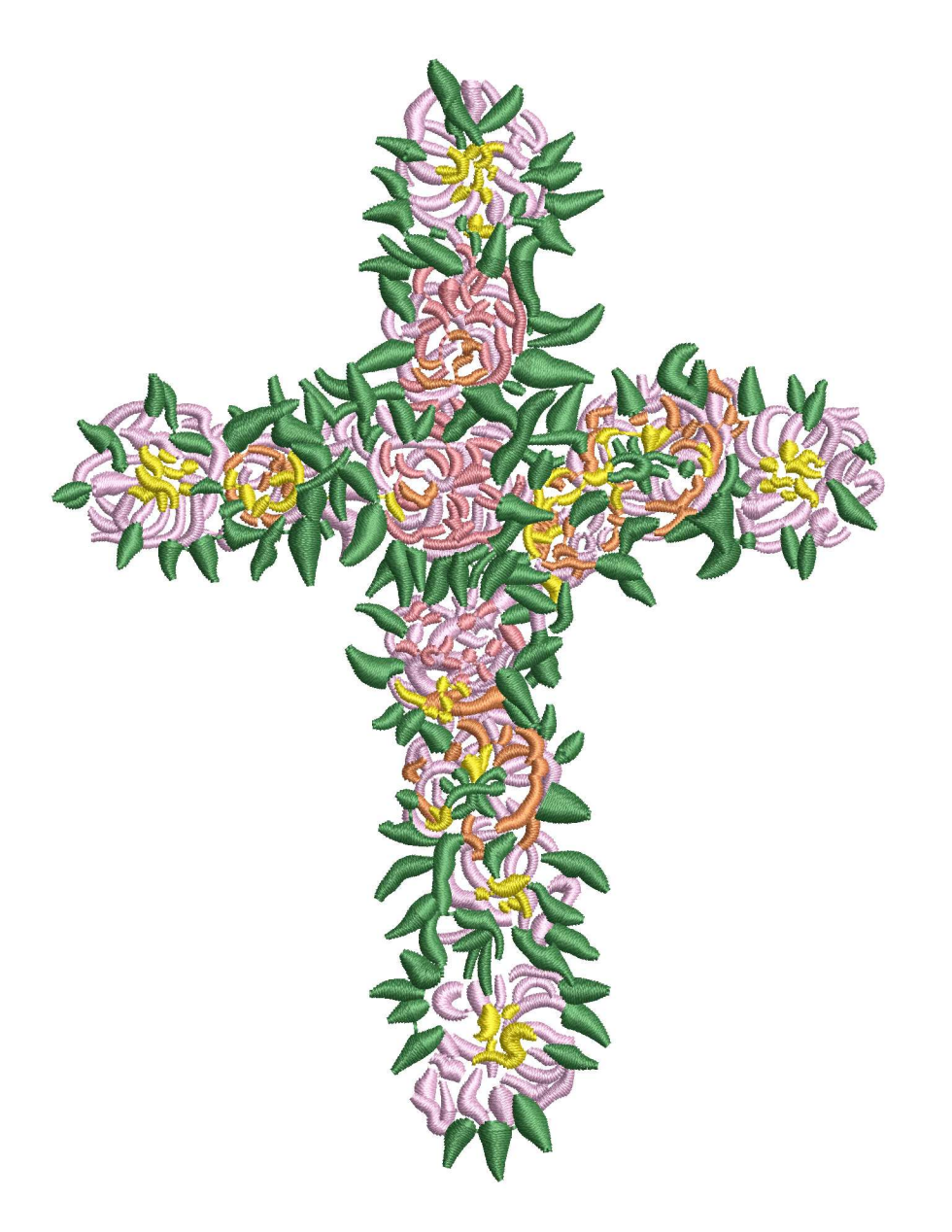 Watercolor Floral Cross for Embroidery