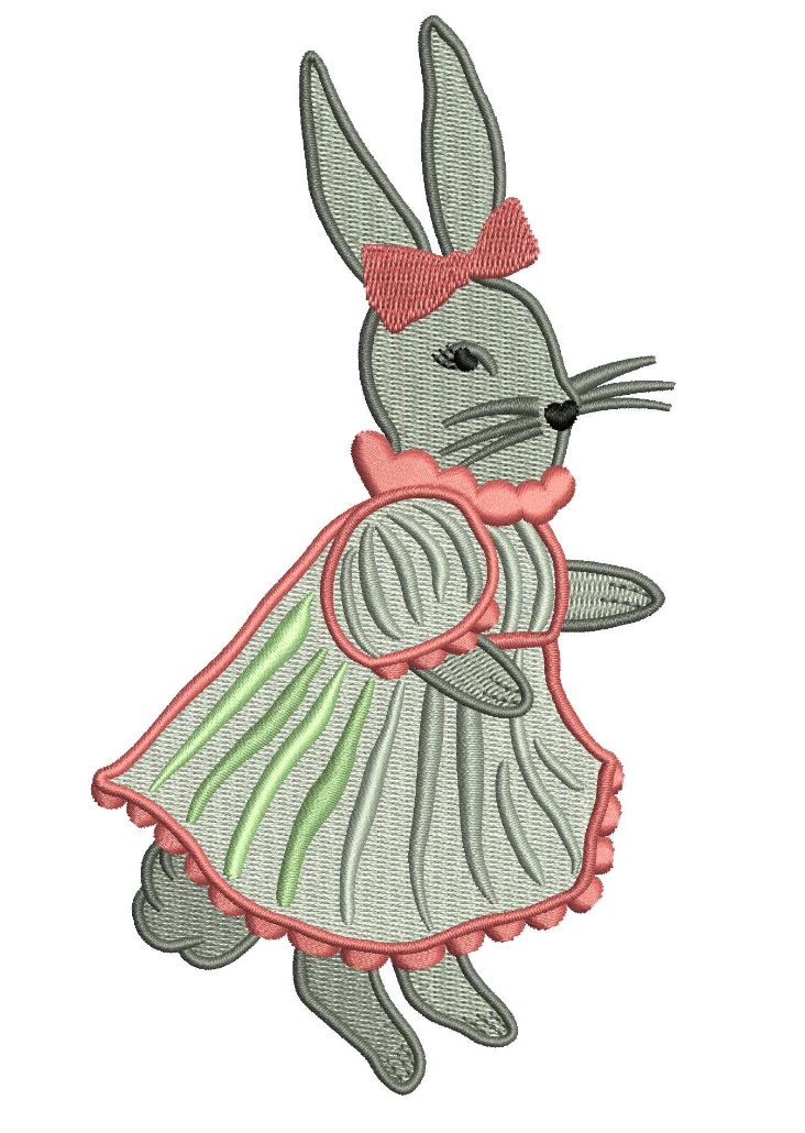 Watercolor Girl Bunny for Embroidery
