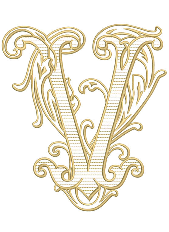 Ornate Letter V Monogram by Art G