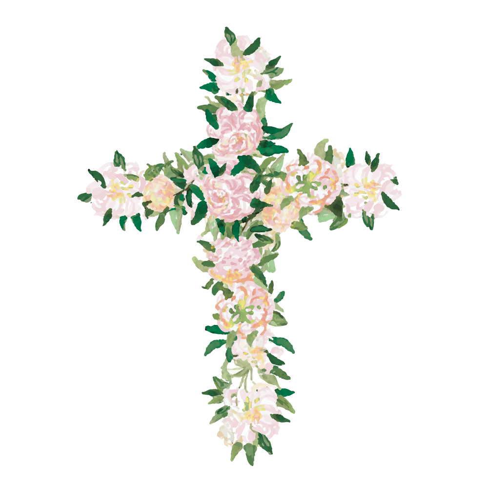 Watercolor Floral Cross for Print