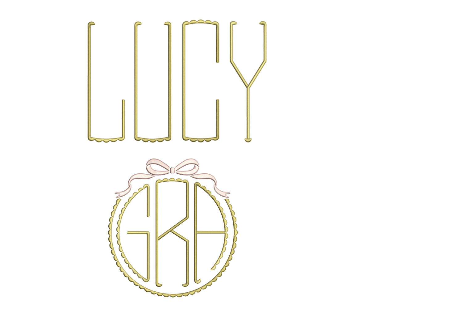Monogram Scallop Font for Embroidery